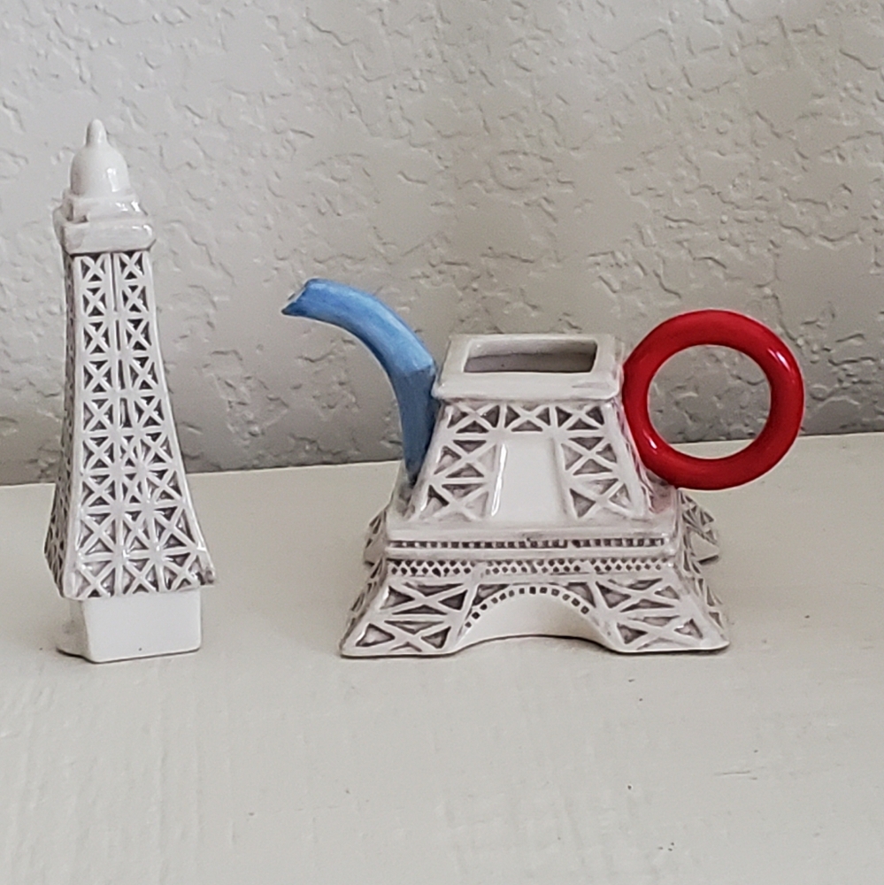 Fitz and Floyd Miniature Ceramic Eiffel Tower Tea Pot, 5.75", Vintage, EUC - Picture 5 of 16